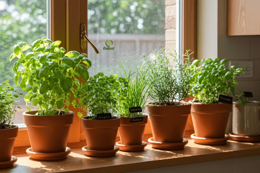 Seasonal Window Sill Plant Display with Colorful Flowering Plants