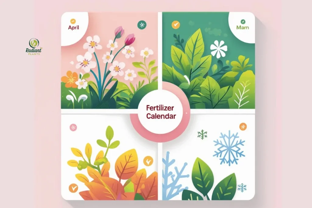 Seasonal fertilizing calendar showing when to apply indoor plant fertilizer throughout the year