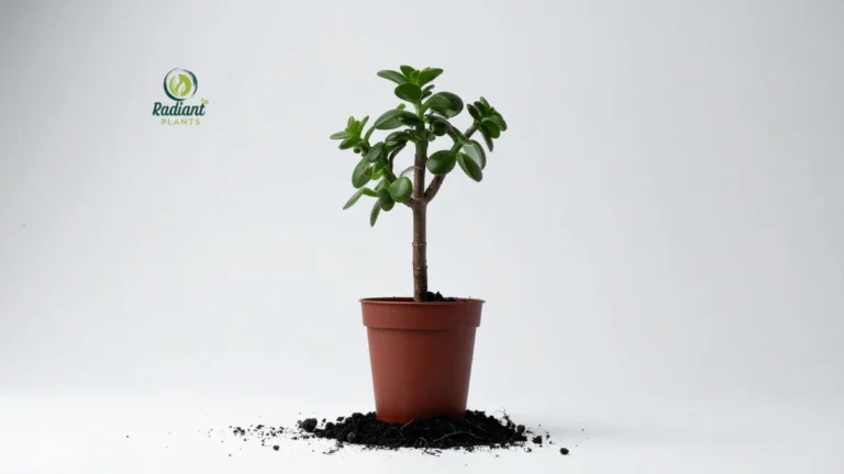 Jade plant in a sunlit window showing healthy green leaves