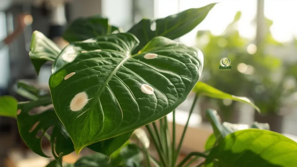 White Residue on Plant Leaves from Hard Water