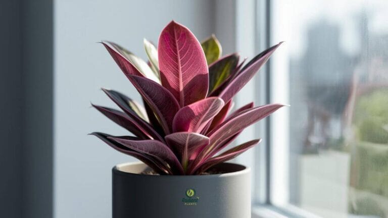 Extreme macro shot of a plant with purple and green leaves